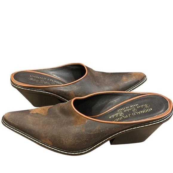 Donald Pliner western couture Jessi brown suede mules vintage suede size 6.5 - Picture 1 of 8